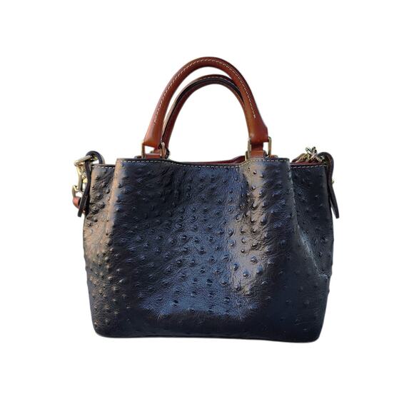 Dooney & Bourke Mini Barlow Satchel Ostrich Embossed Exotic Leather Handbag - Picture 2 of 11